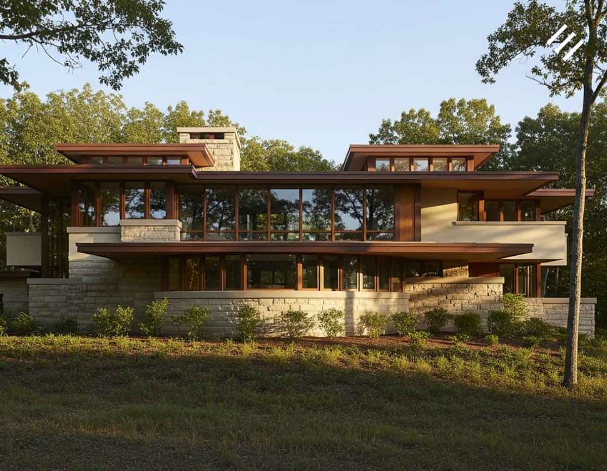 Representação da arquitetura moderna de Frank Lloyd Wright