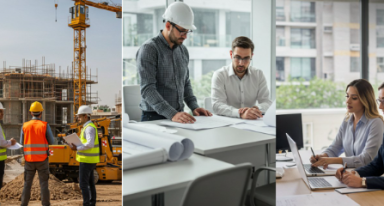 imagem com representação de construtora, incorporadora e imobiliária