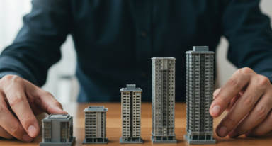 homem com miniatura sobre fundos imobiliários