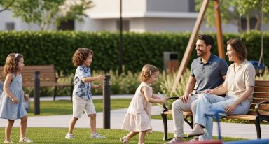Família curtindo férias em casa