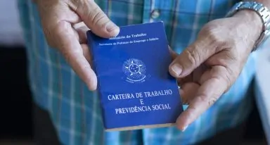 Pessoa segurando a carteira de trabalh